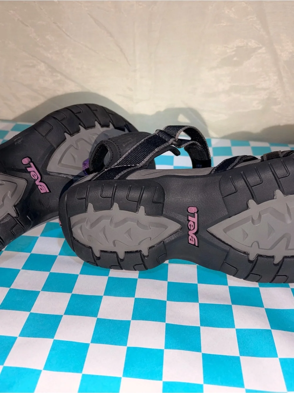 Teva Black Sandals with Subtle Purple Accents